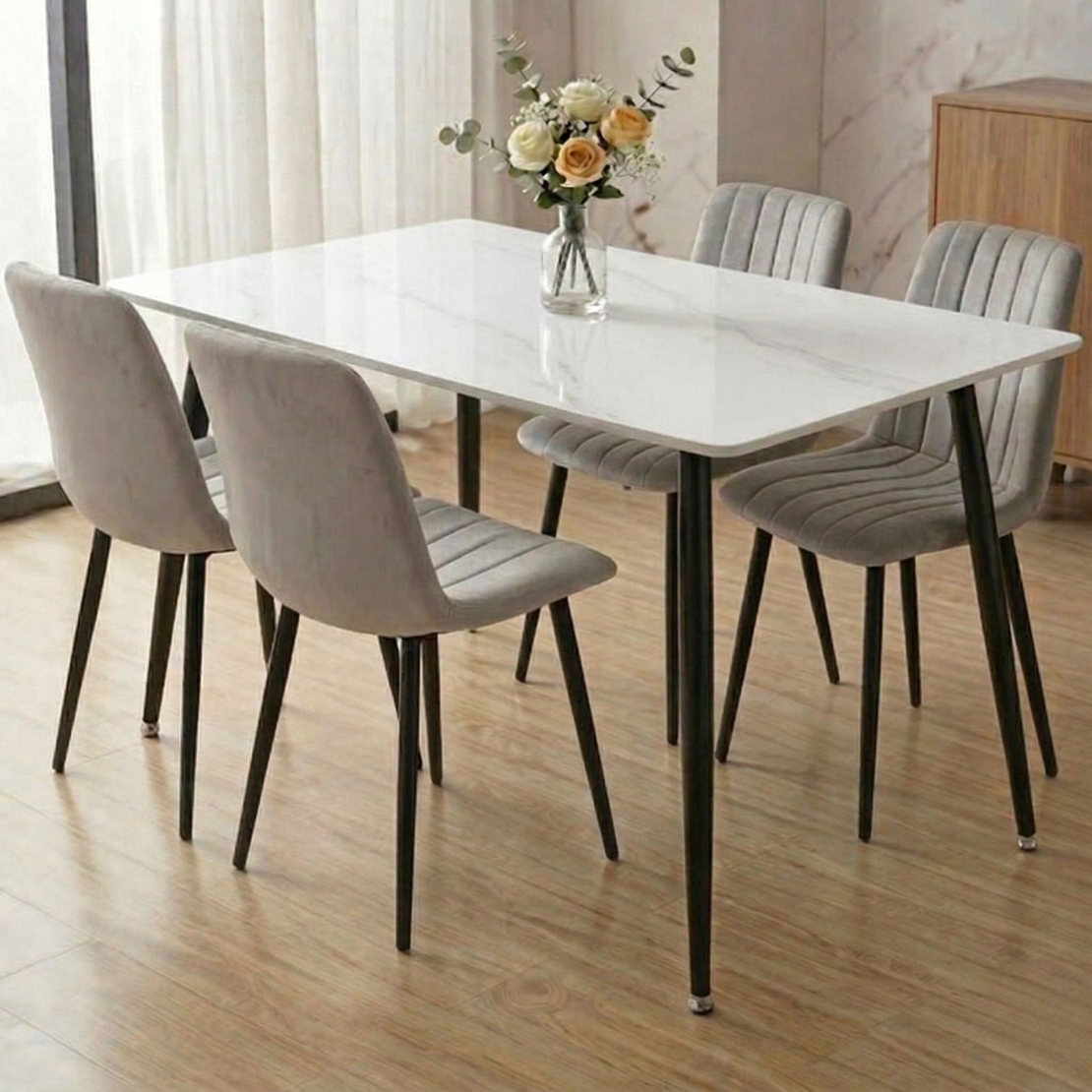 פינת אוכל מקרמיקה לבנה מבריקה 120/70 ס