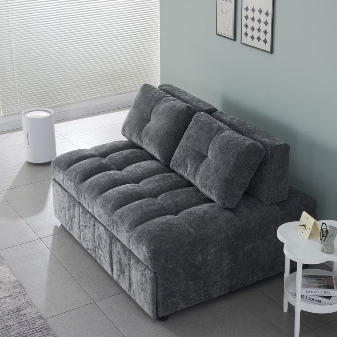 ספה נפתחת למיטה רחבה עם ראש מתכוונן דגם טקילה אפור