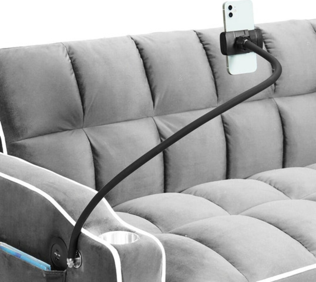 ספה נפתחת למיטה זוגית עם טעינת USB דגם לאציו LAZIO-2 אפור בהיר