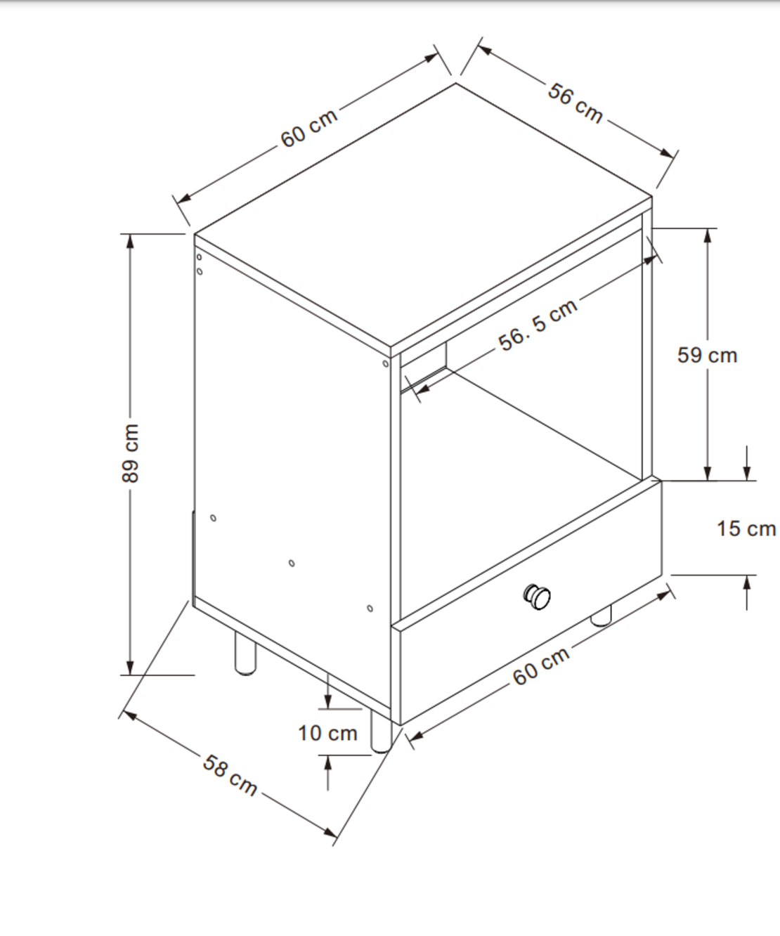 ארון שירות לתנור בילט אין דגם קיסר לבן