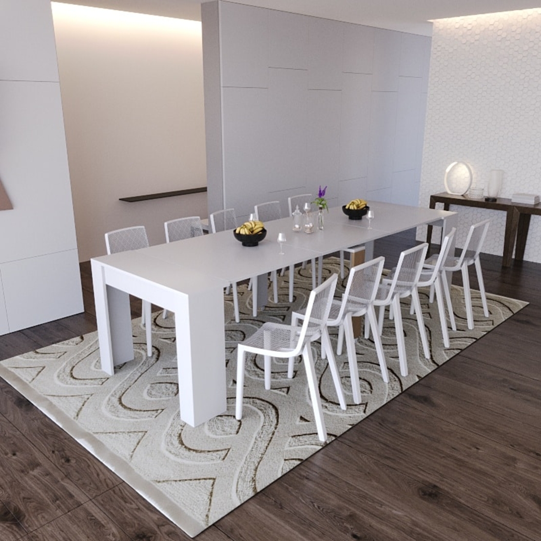 קונסולה נפתחת לפינת אוכל 3 מטר דגם לורד לבן