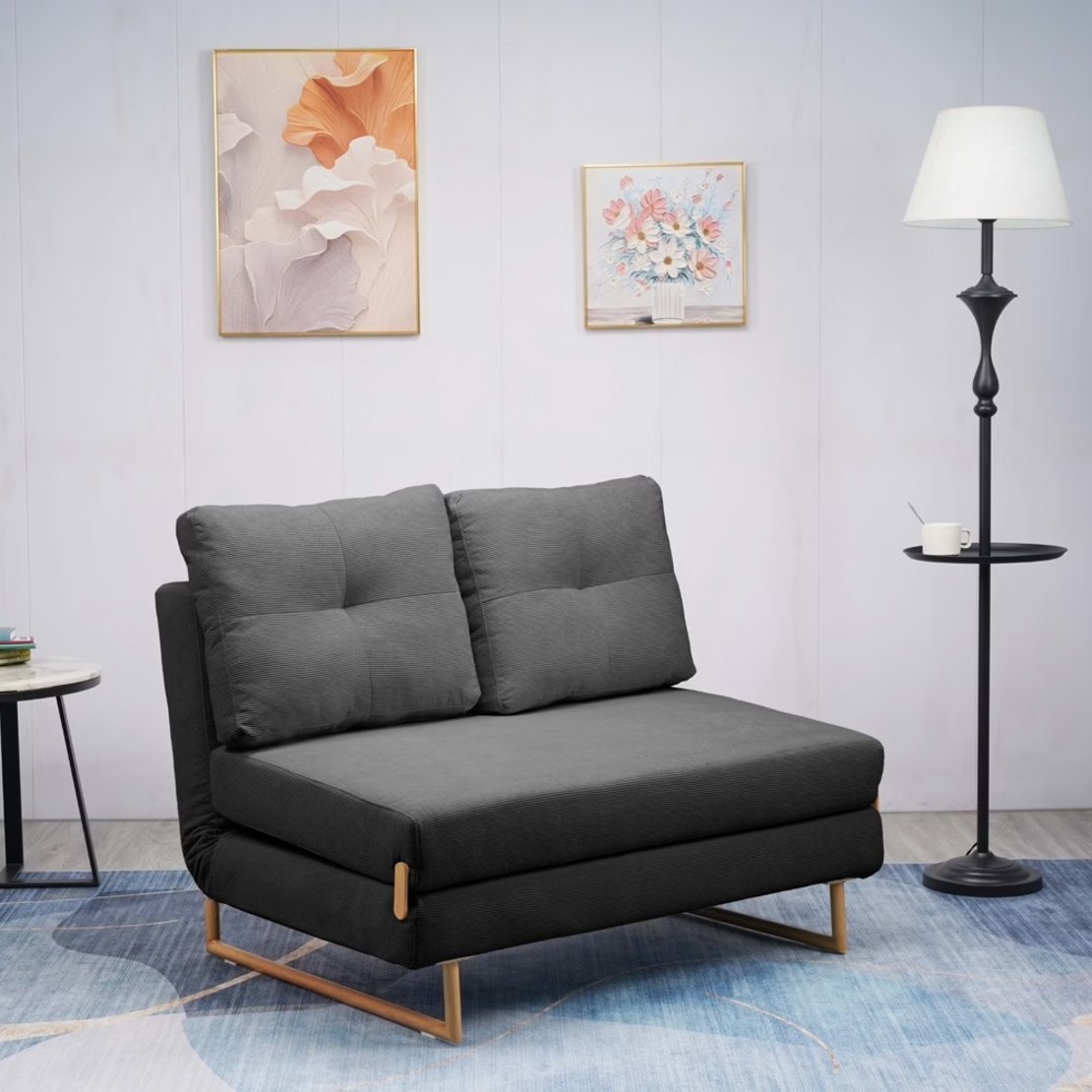 ספה ברוחב 120 נפתחת למיטה מרופדת בד רחיץ דגם לילך אפור