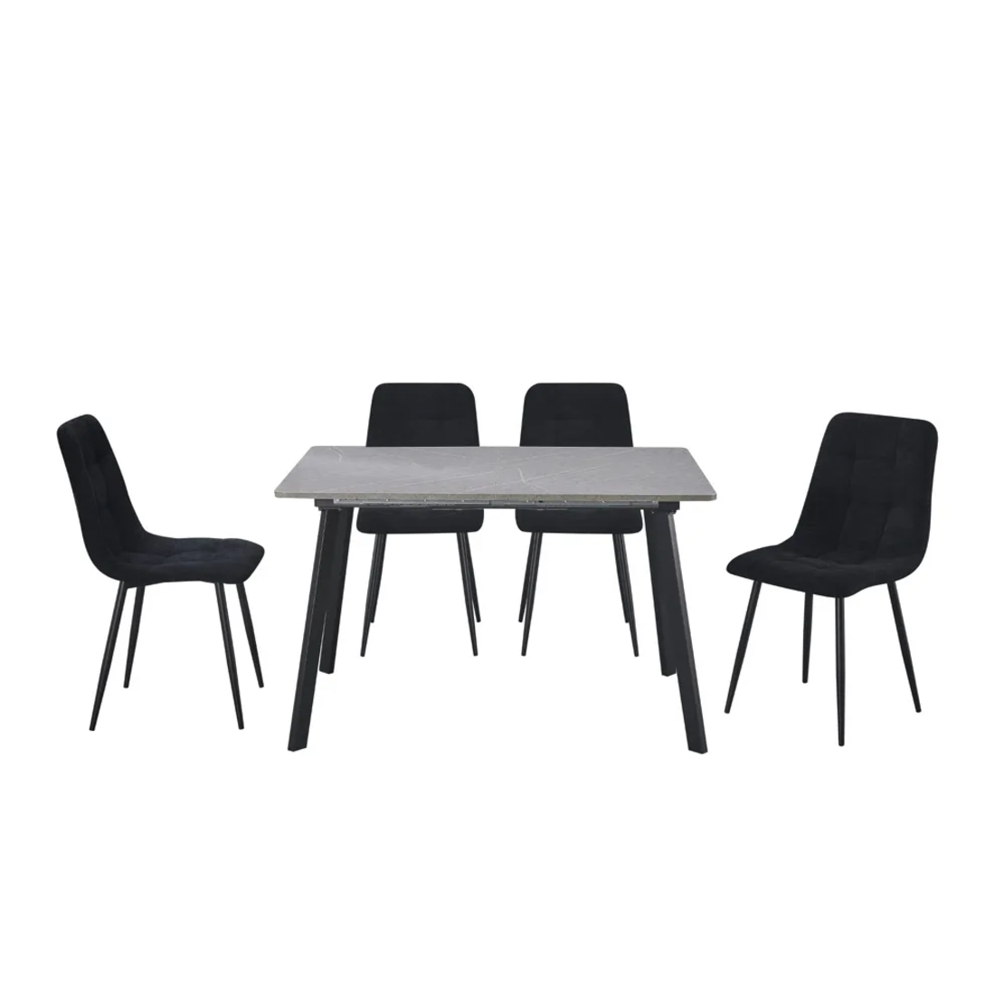 פינת אוכל נפתחת כולל ו-4 כסאות מרופדים דגם רומי אפור-שירה