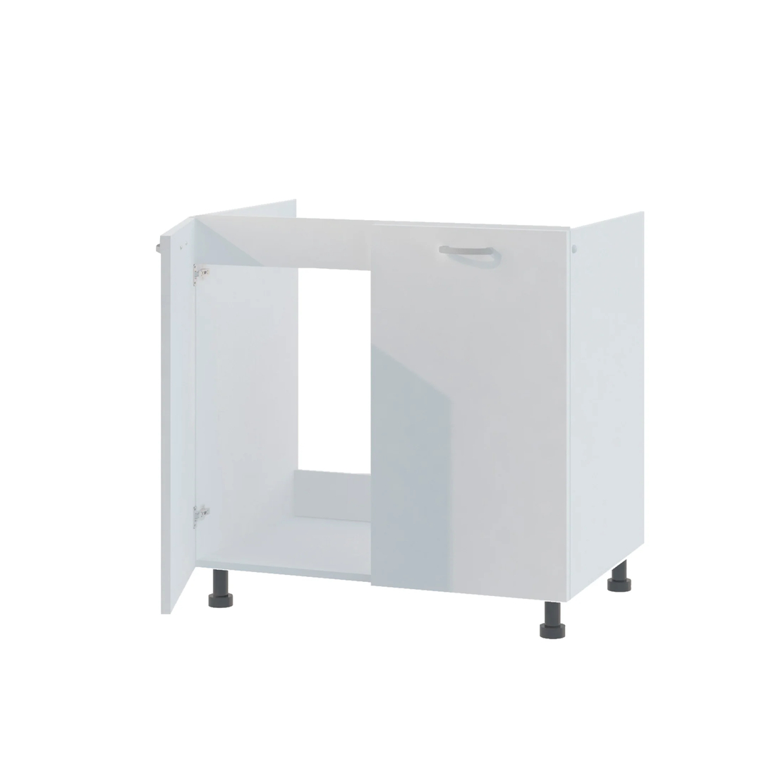 ארונות מטבח מודרני ברוחב 80 כולל כיור נירוסטה דגם מליבו Malibu לבן