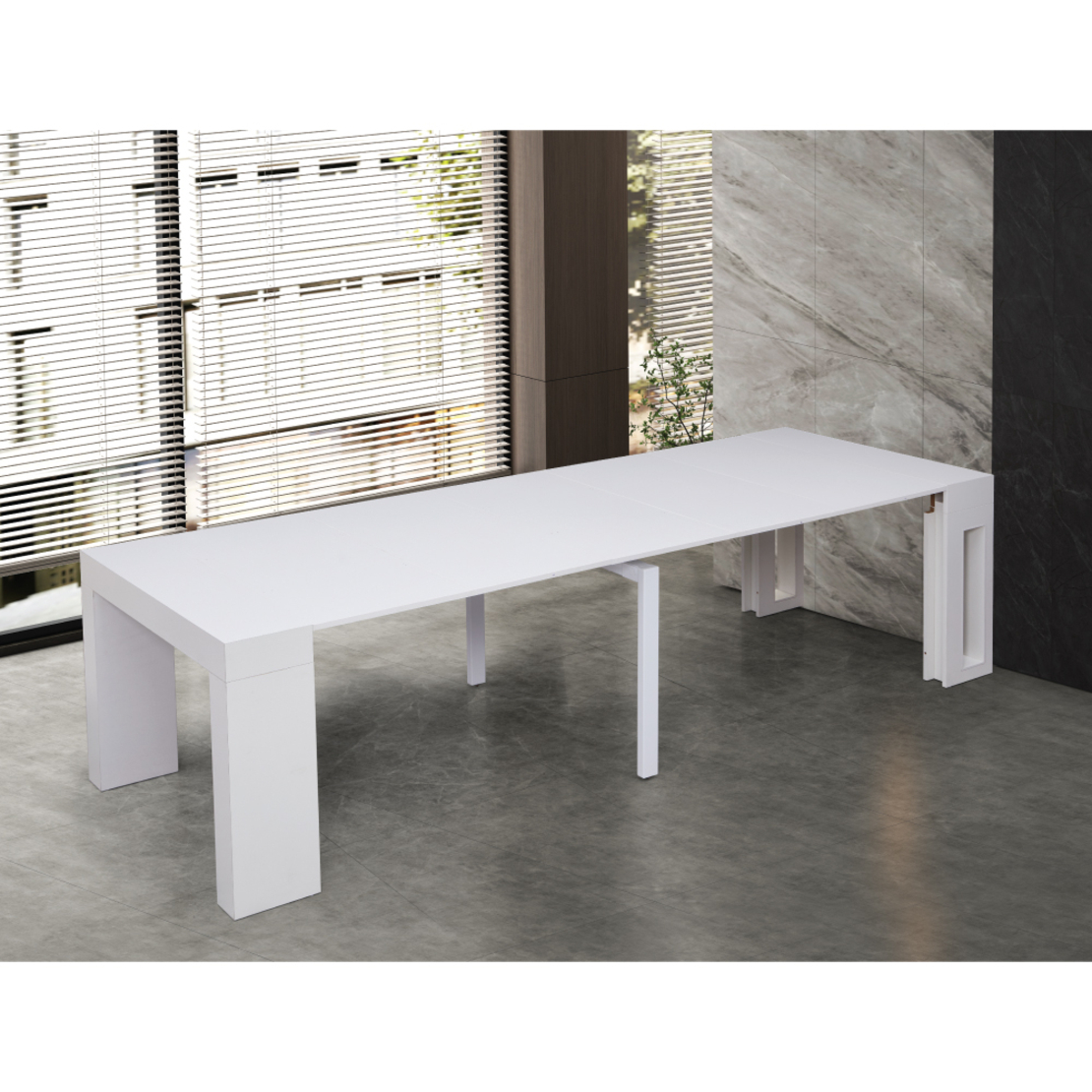 קונסולה נפתחת לפינת אוכל 3 מטר דגם הרמס Hermes לבן | מבית WOODY