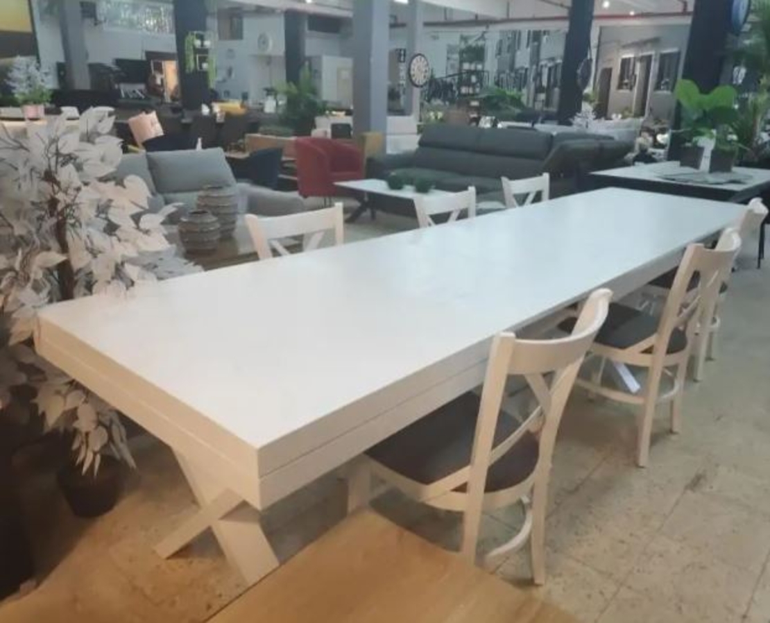 שולחן פינת אוכל נפתח לרוחב 3.5 דגם שנגחאי לבן