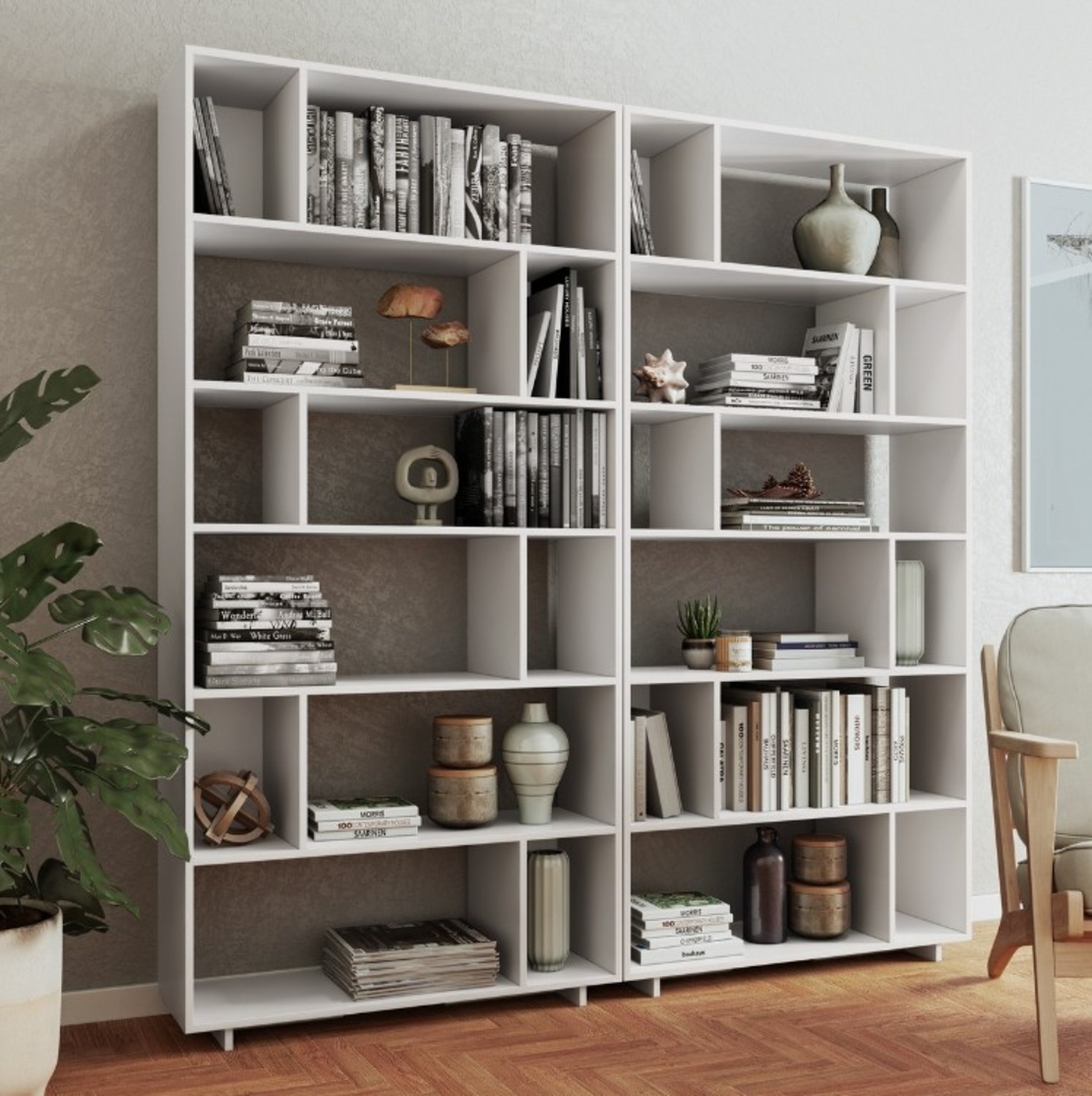 כוורת כוננית מדפים רוחב 90 דגם לופט LOFT לבן