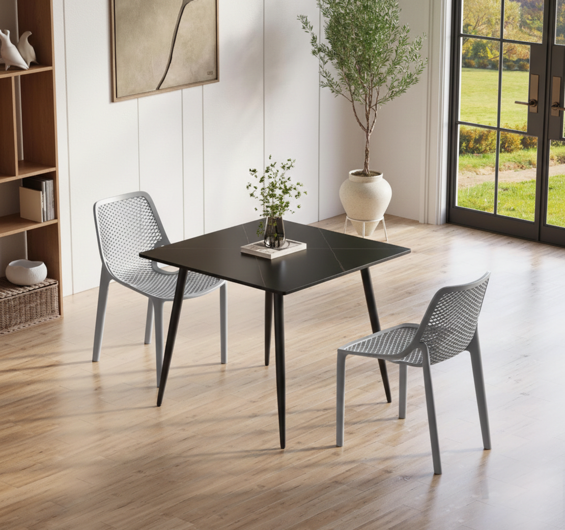 שולחן מרובע רב שימושי פלטה משיש דגם סולו שחור שיש