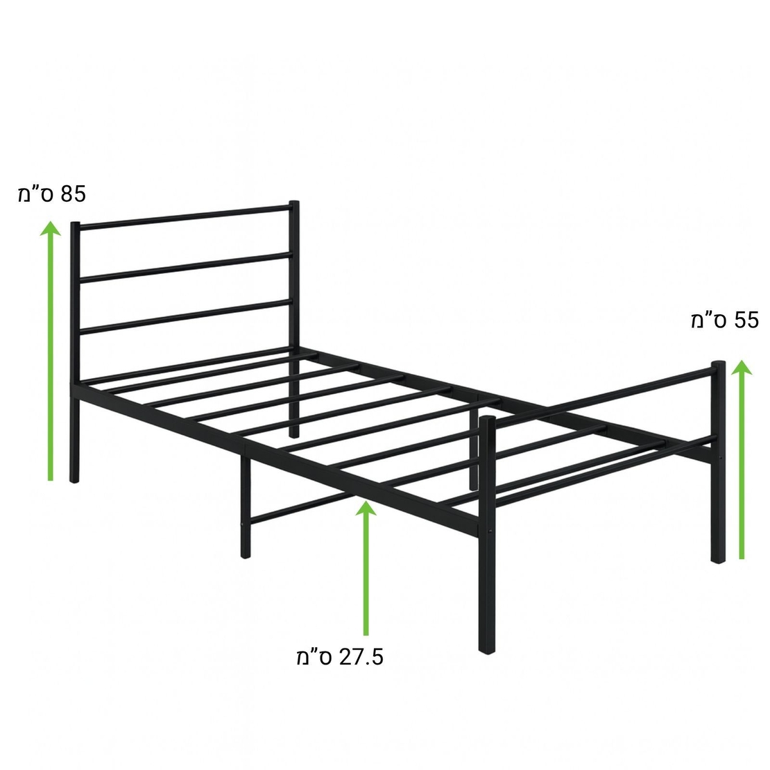 מיטת יחיד ממתכת למזרן 90×190 דגם נויה לבן