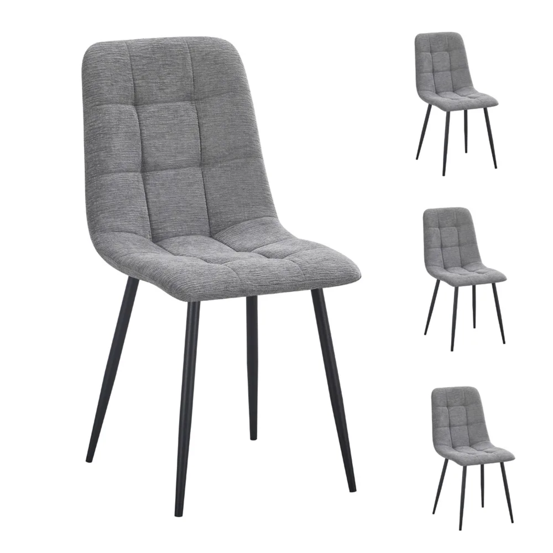 פינת אוכל נפתחת כולל ו-4 כסאות מרופדים דגם רומי אפור-שירה