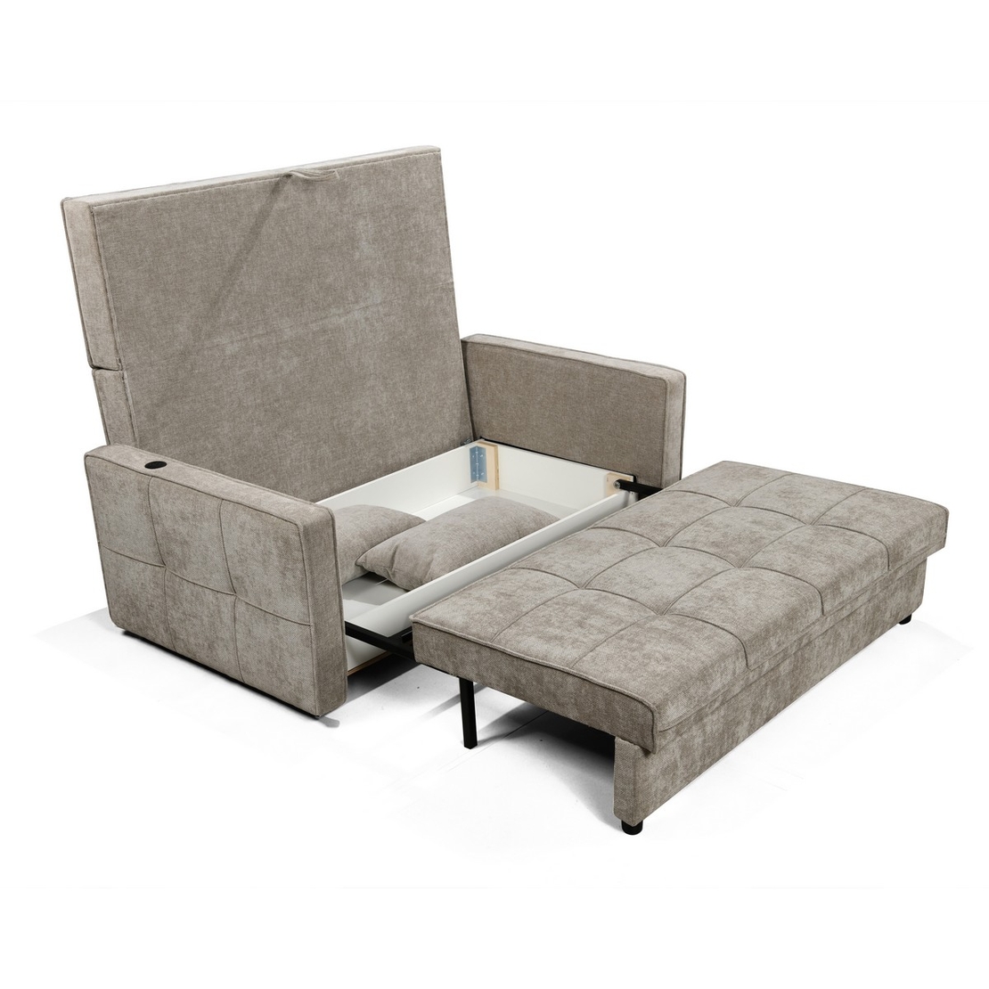 ספה נפתחת למיטה זוגית עם ארגז מצעים דגם דומוס DOMUS בז'