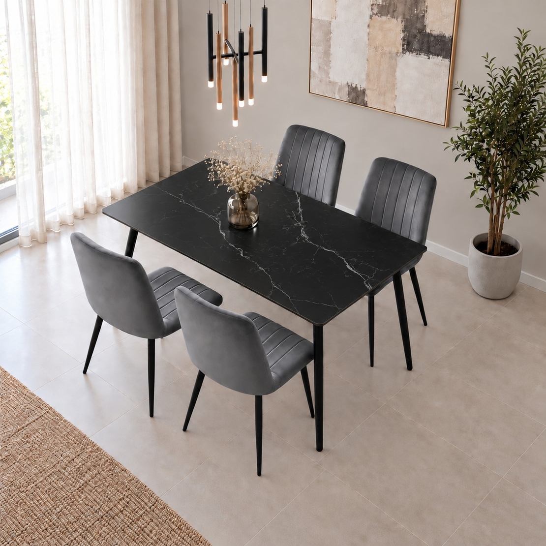 פינת אוכל פלטת קרמיקה 120X70 ס