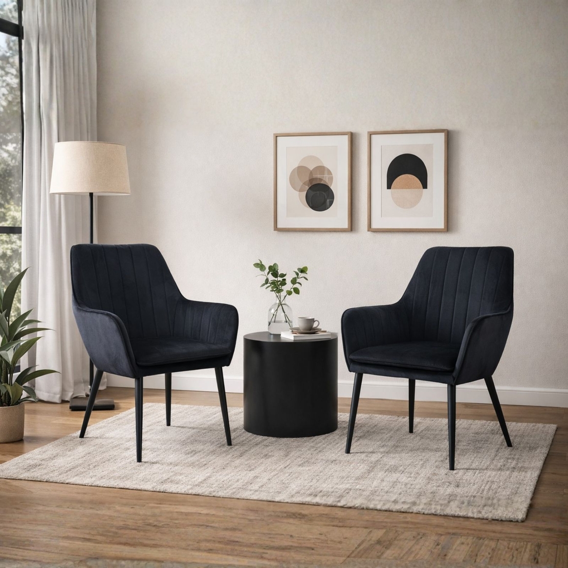 זוג כורסאות מעוצבות מקטיפה דגם פנדה שחור