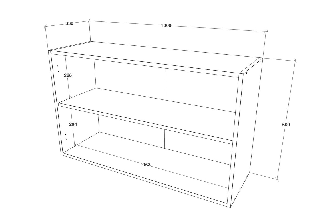 ארון שירות עליון למטבח ברוחב 1 מטר דגם סיני