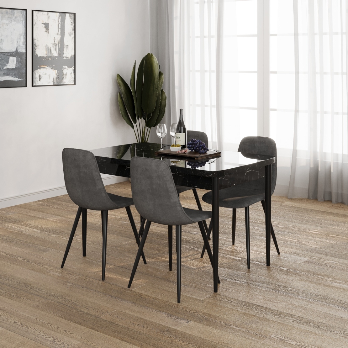 פינת אוכל מלבנית נפתחת פורמייקה דגם בלאק