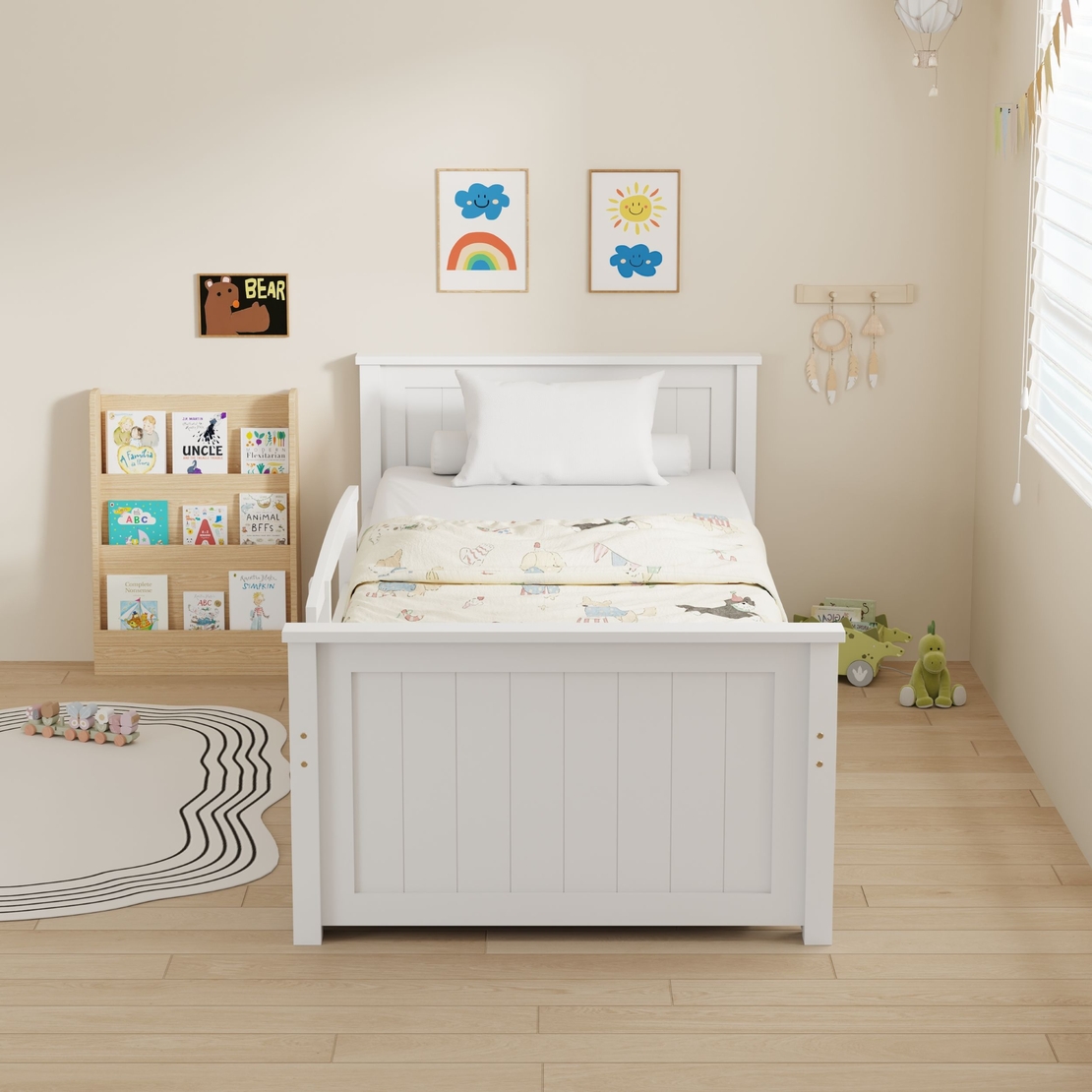 מיטת ילדים מעץ מלא כולל מיטת חבר מגירות אחסון ו 2 מזרנים דגם סמיילי