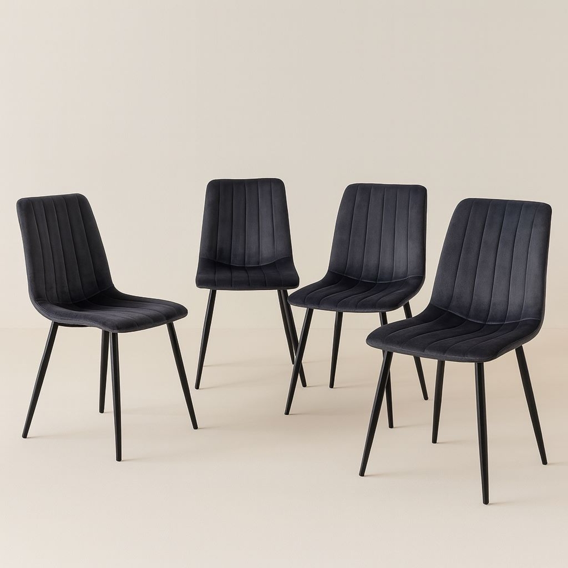 רביעיית כיסאות מרופדים דגם ריביירה Riviera אפור כהה