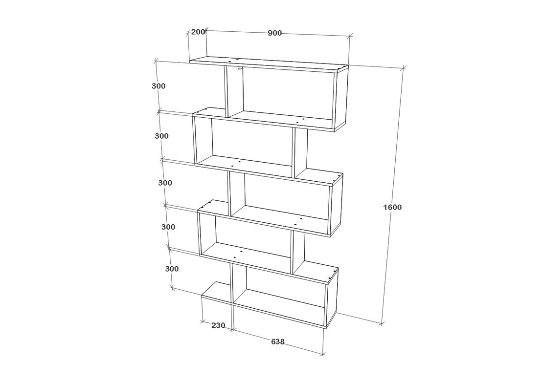 ספריה כוורת זיגזג ברוחב 90 בעיצוב מודרני דגם ורד לבן