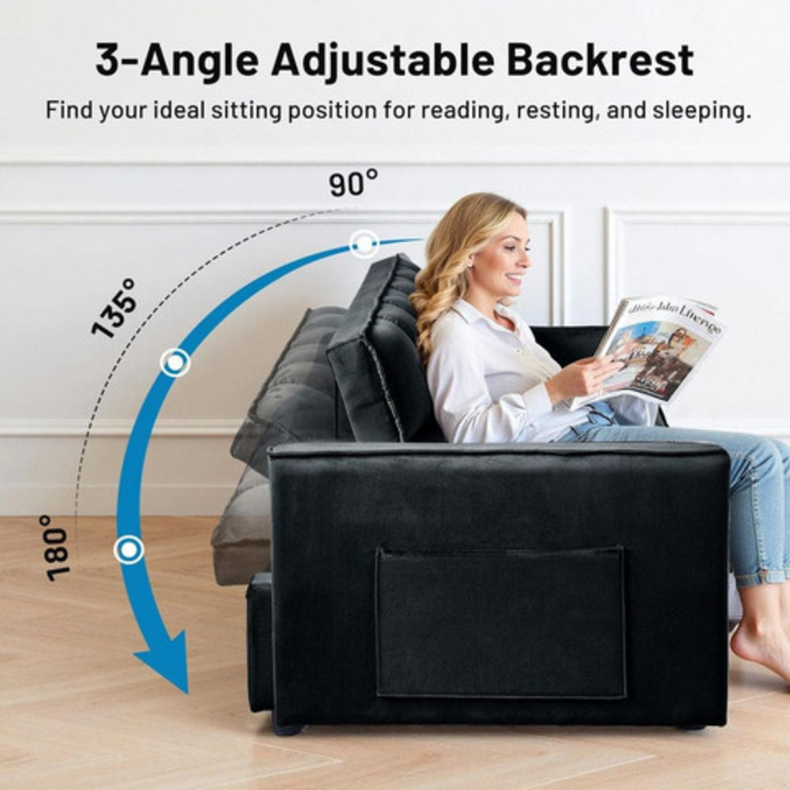 ספה נפתחת למיטה Ravenna רוונה שחור