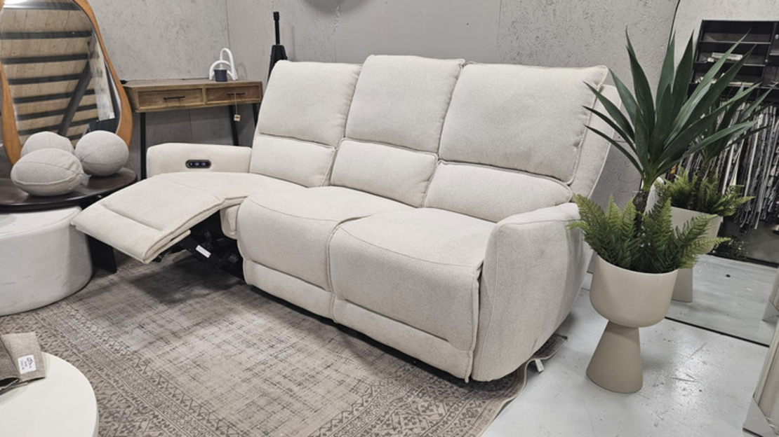 ספה עם ריקליינרים חשמליים דגם גנובה Genova-3 אפור בהיר