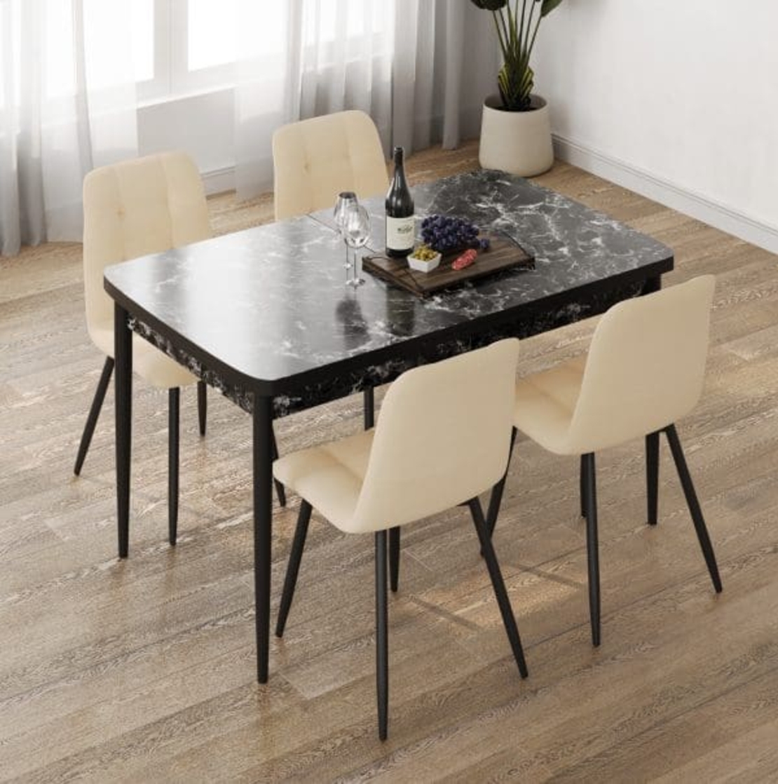 סט פינת אוכל מלבנית נפתחת ציפוי פורמיקה כולל 4 כסאות דגם אורלנדו