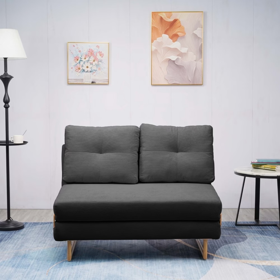 ספה ברוחב 120 נפתחת למיטה מרופדת בד רחיץ דגם לילך אפור