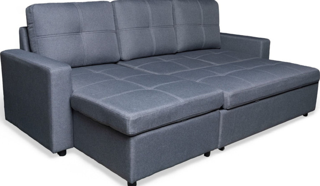 ספה פינתית עם ארגז מצעים דגם מודנה Modena אפור כהה