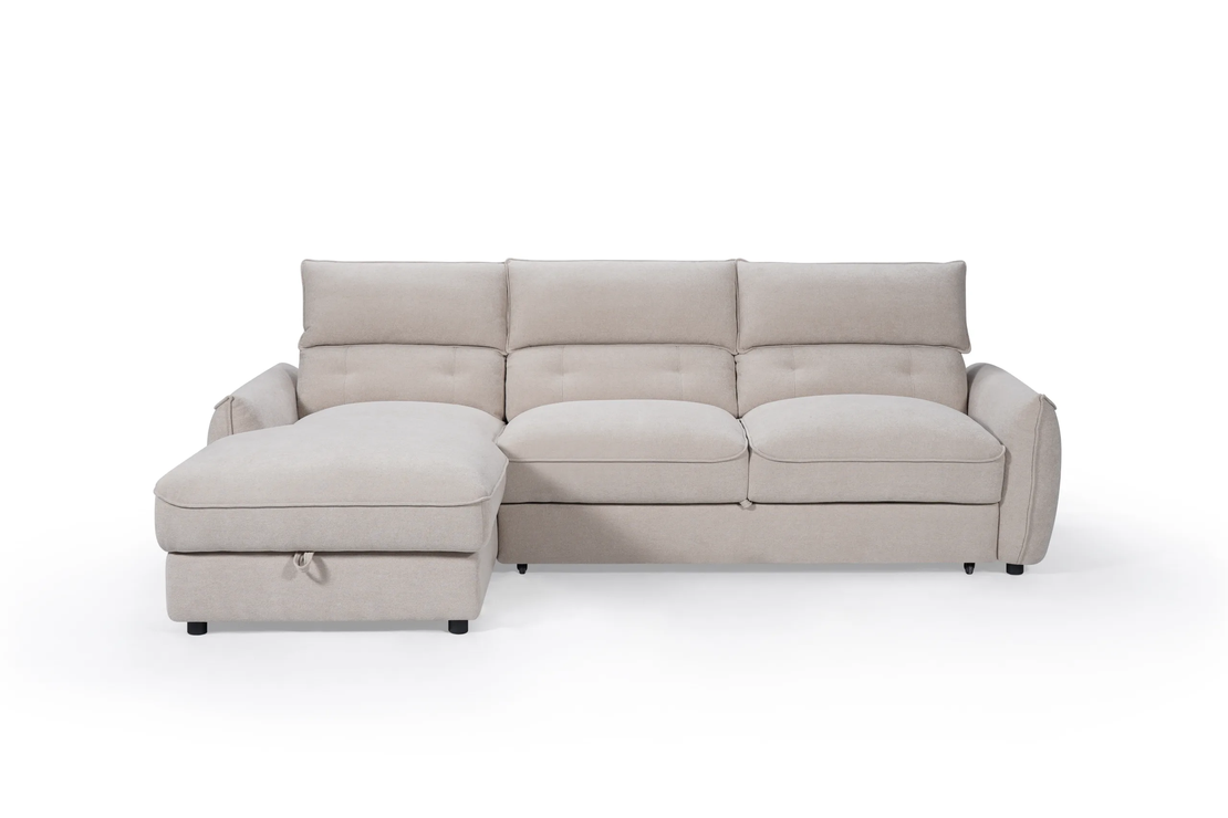 מערכת ישיבה פינתית נפתחת למיטה דגם ולנטיין בז'