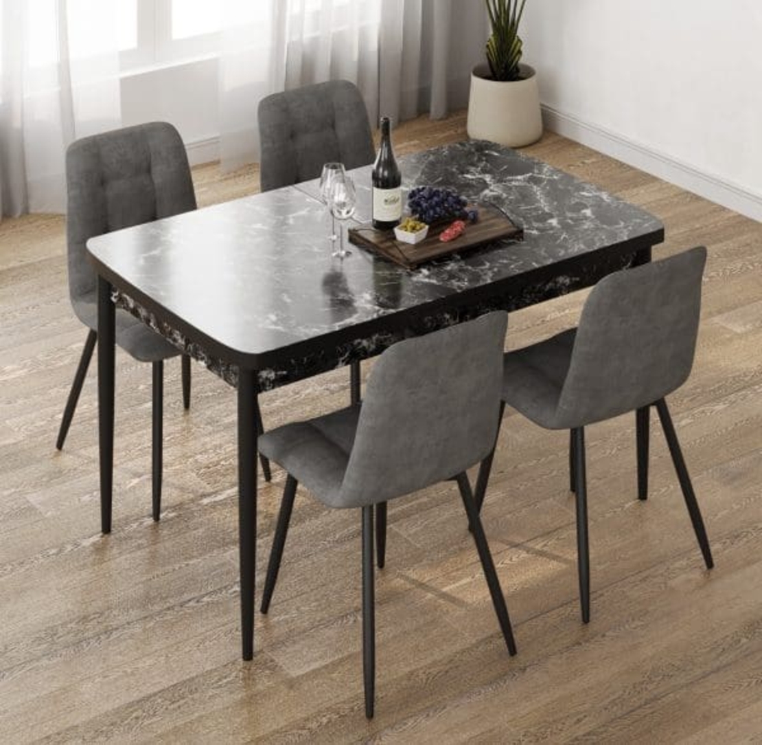 סט פינת אוכל מלבנית נפתחת ציפוי פורמיקה כולל 4 כסאות דגם אורלנדו