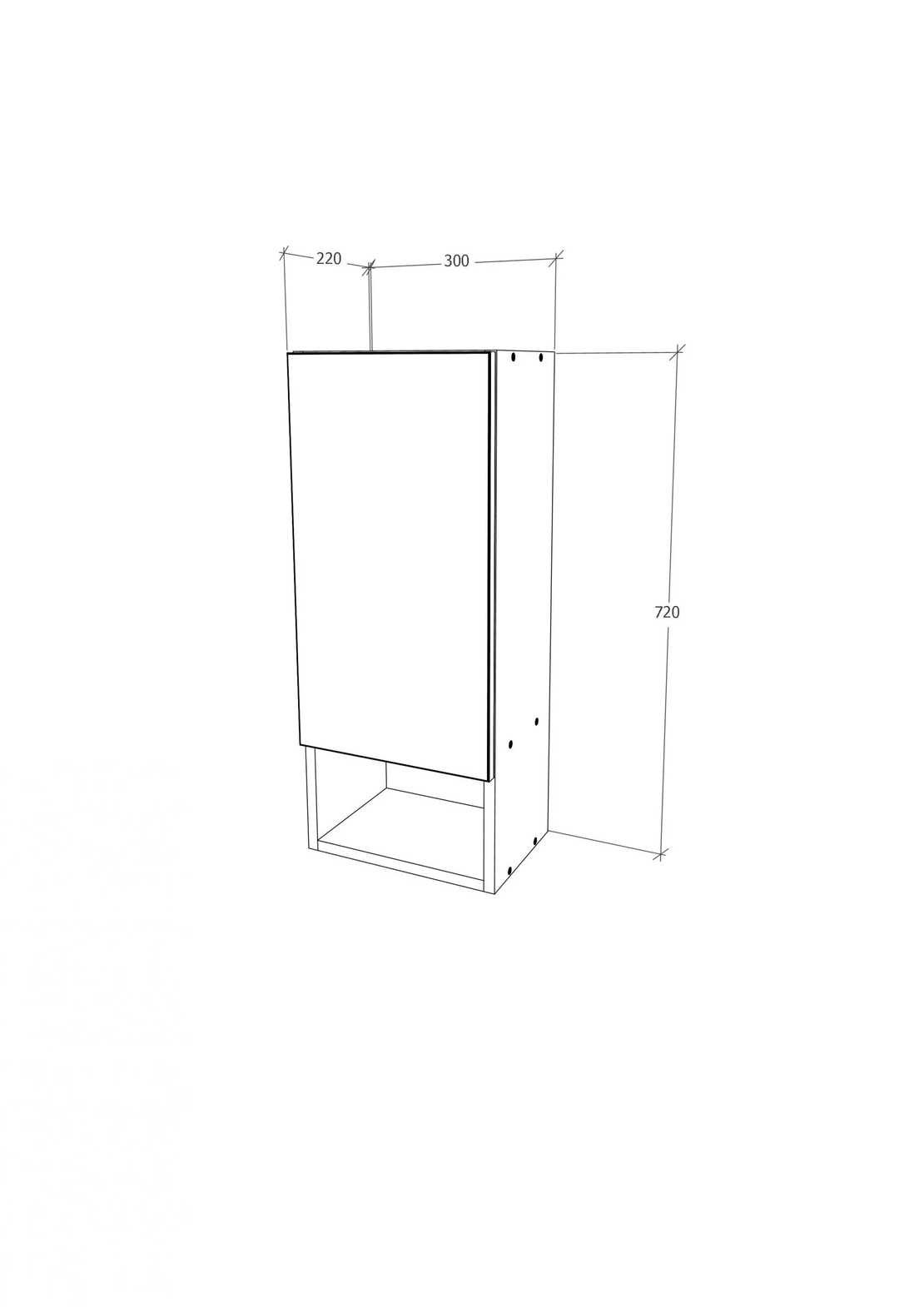 ארונית אמבטיה ושירותים תלויה 30x72 עם דלת ומדף פתוח דגם נרקיס
