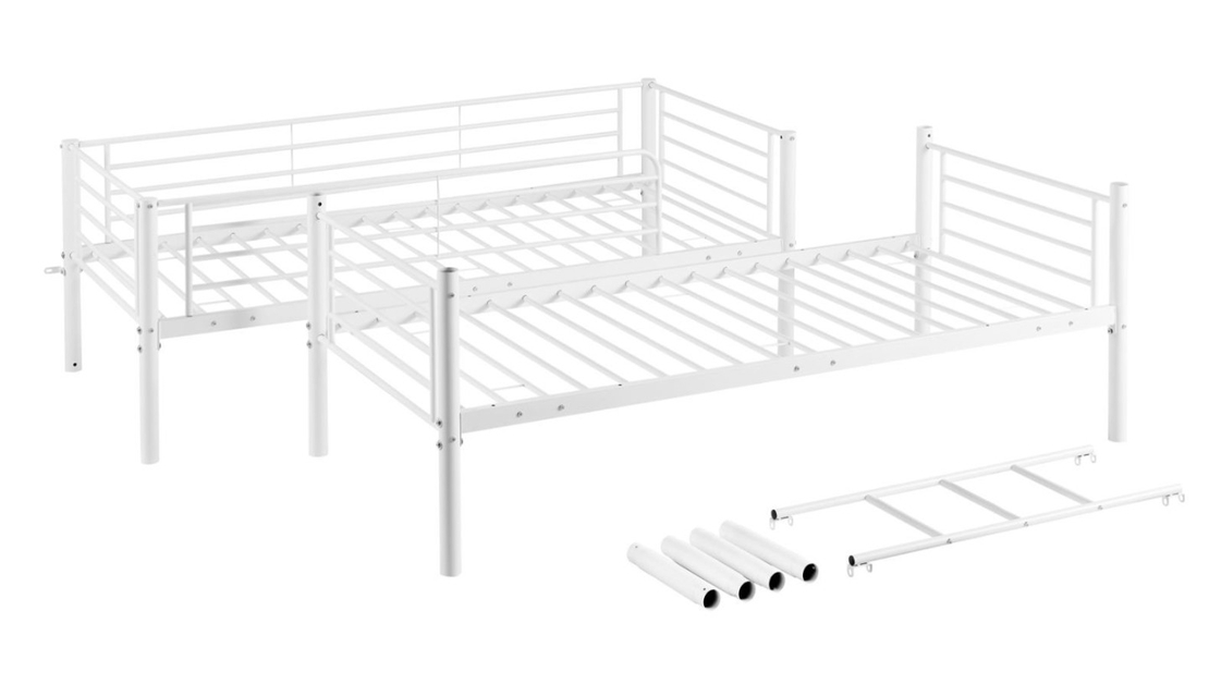 מיטת קומותיים ממתכת דגם דואט Duet לבן