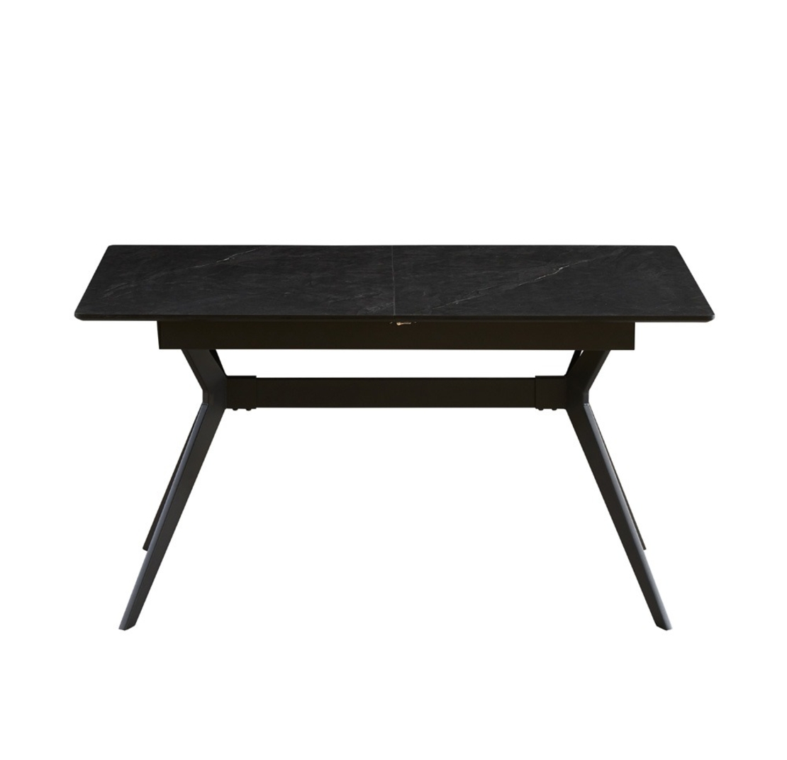 שולחן אוכל נפתח 1.4-2.4 מ' עם רגלי ברזל דגם סנטוריני-שיש שחור