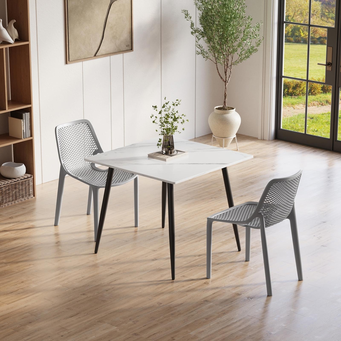 שולחן מרובע רב שימושי פלטה משיש דגם סולו לבן שיש