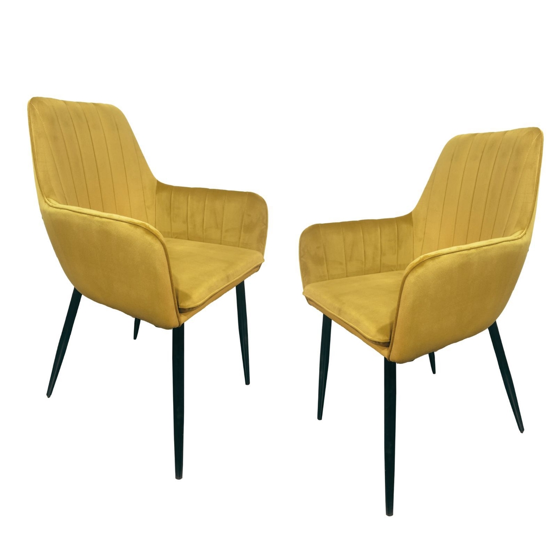 זוג כורסאות מעוצבות מקטיפה דגם פנדה צהוב-חרדל