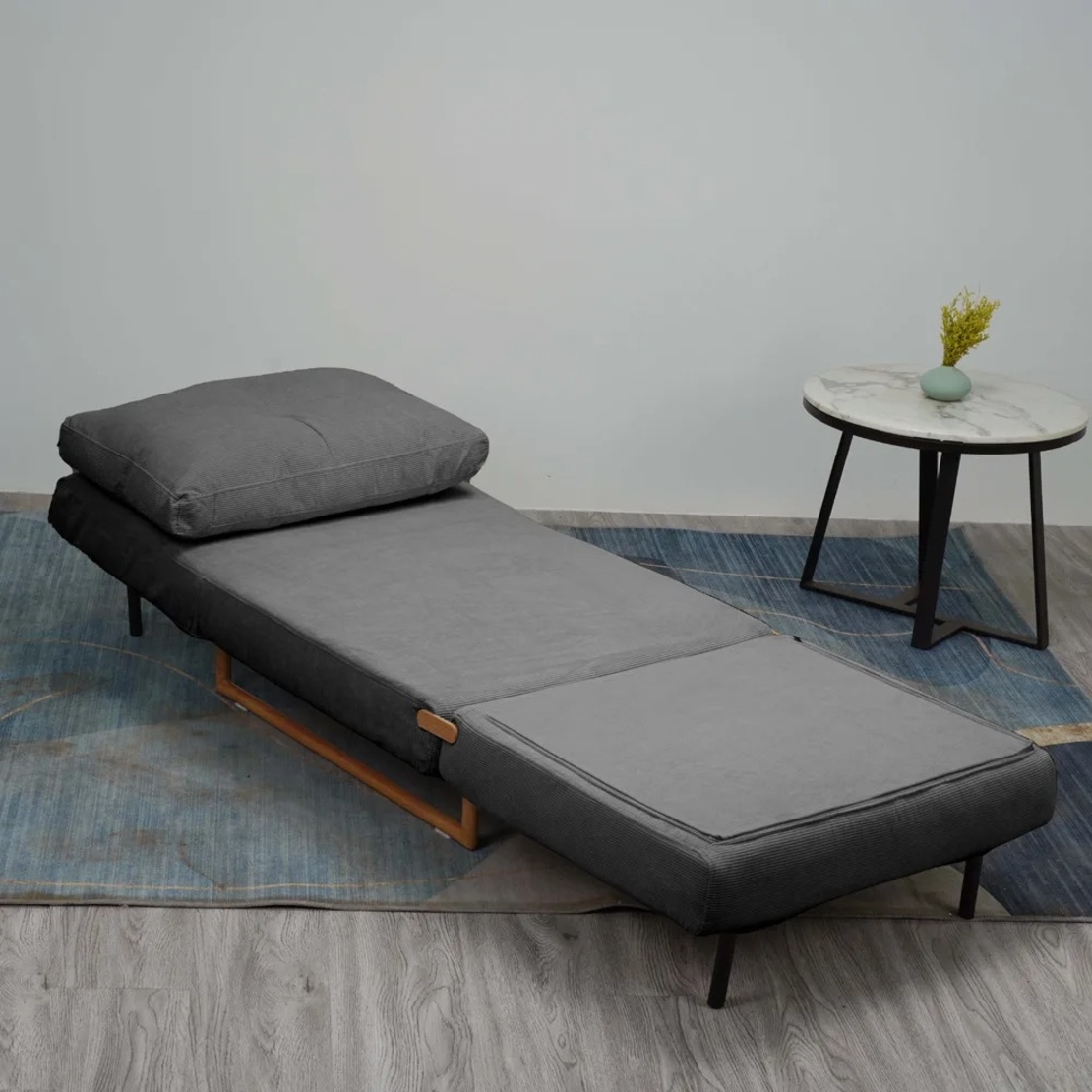 כורסא ברוחב 80 נפתחת למיטה מרופדת בד רחיץ דגם לילך אפור