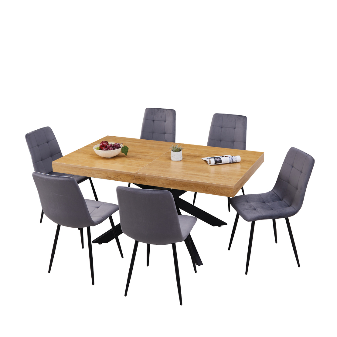 פינת אוכל נפתחת 160-240 דגם אפולו Apollo עץ טבעי רגל שחורה | מבית WOODY