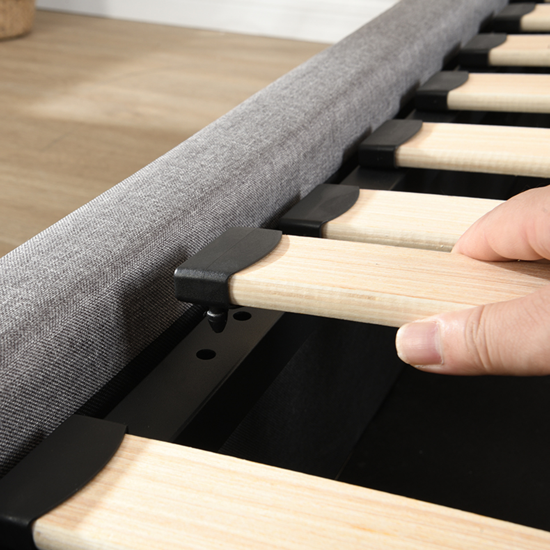 מיטת יחיד לילדים ונוער עם ארגז מצעים 90×190 דגם סרה SERRA אפור