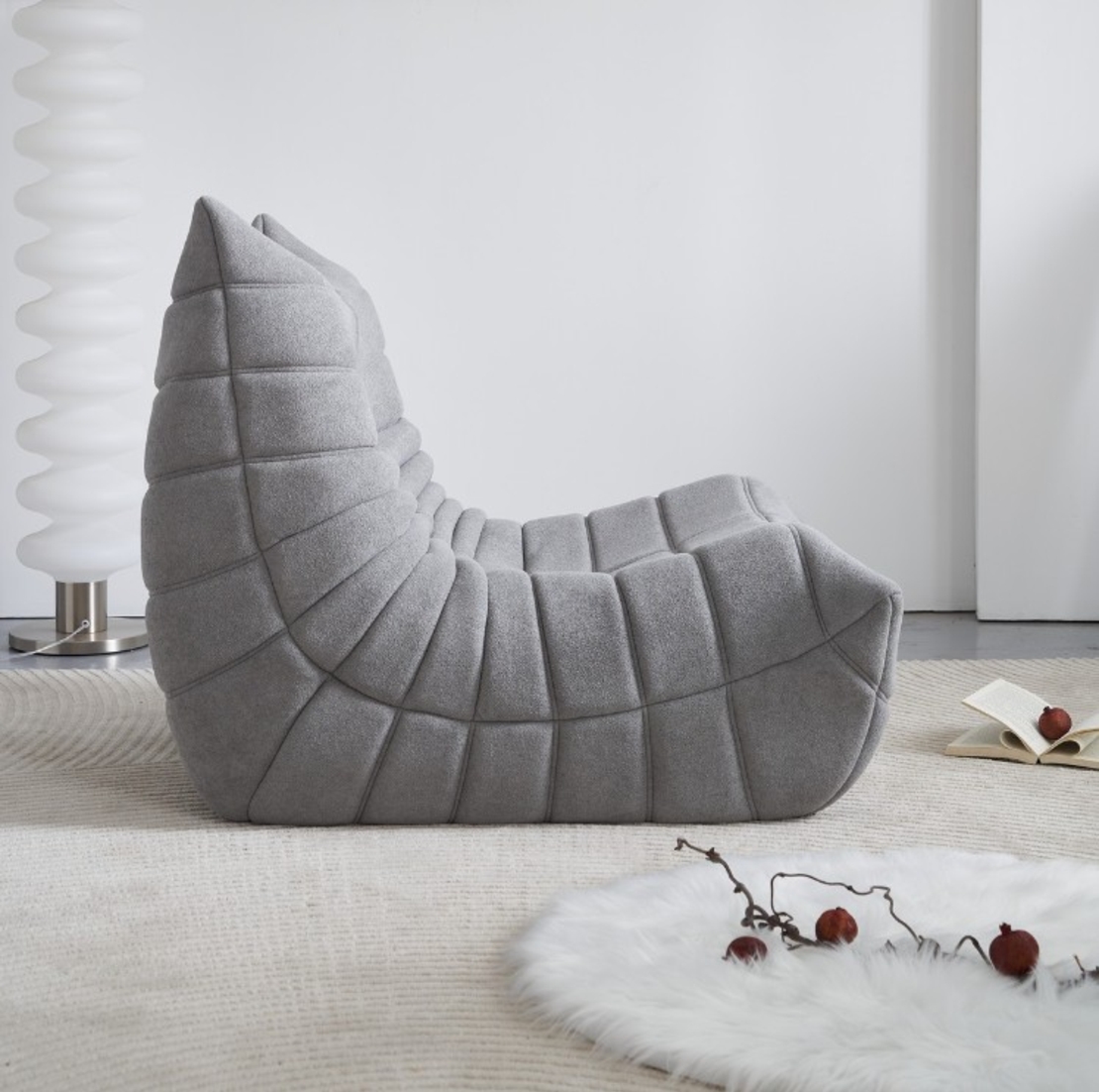 כורסת רביצה שזלונג דגם דייזי DAIZY אפור בהיר