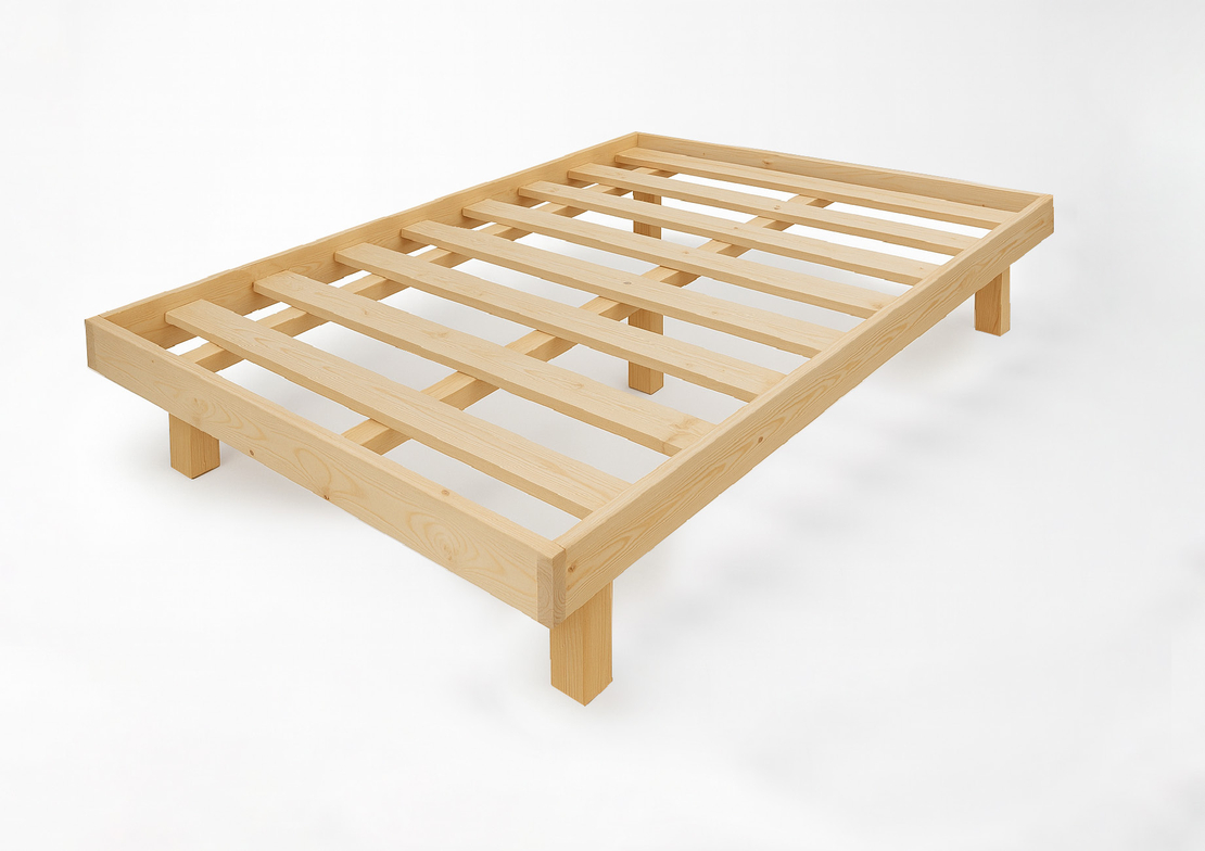 בסיס מיטה עם מסגרת מעץ אורן מלא וחזק במיוחד