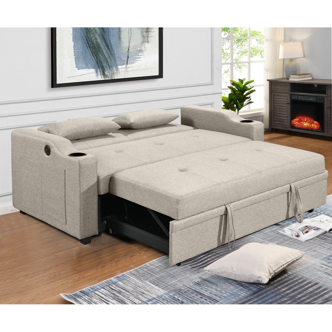 ספה דו-מושבית נפתחת למיטה זוגית דגם פצ’רטי PACERTI חום בהיר (בז')