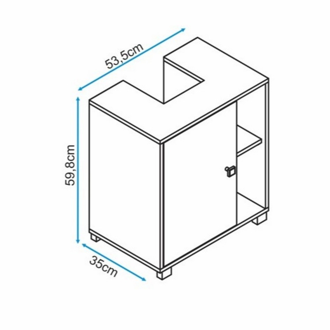 ארון אמבטיה ברוחב 54 עם דלת ותאי אחסון דגם ברנדה BRENDA לבן