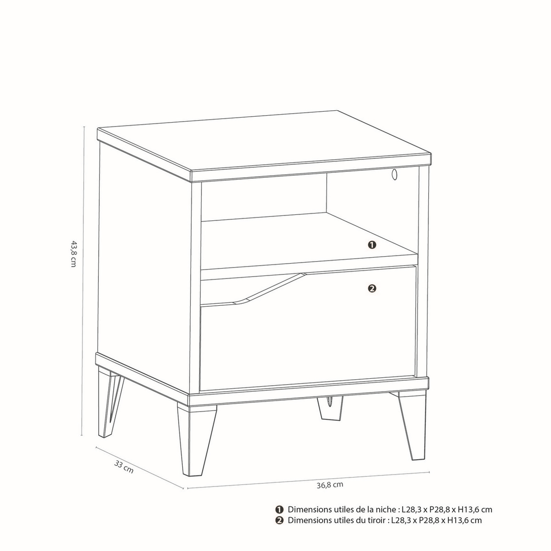 שידת לילה עם מגירה ותא אחסון דגם גיניוס GENIUS