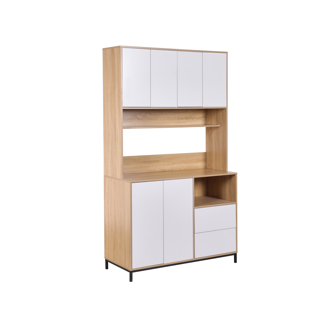 ארון שירות למטבח 120×210 עם מקום למיקרוגל דגם אוריין Orian לבן משולב עץ | מבית WOODY