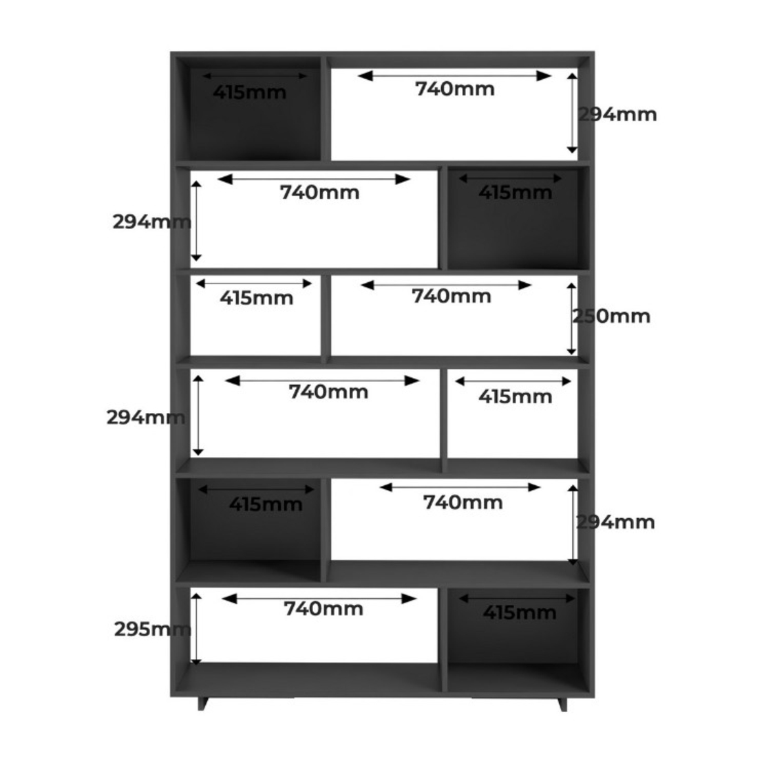כוורת כוננית מדפים רוחב 120 דגם לופט LOFT XL שחור