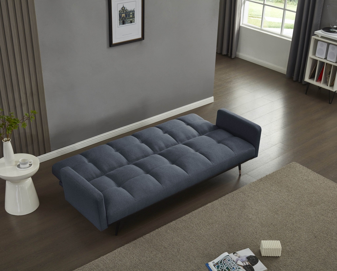 ספה נפתחת למיטה מבד אריג רחיץ ודוחה כתמים דגם בריסל כחול