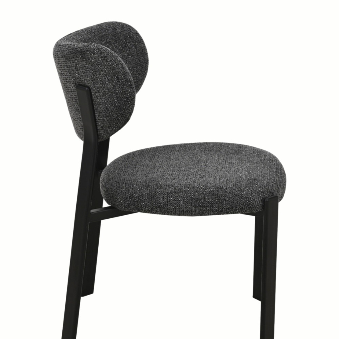 זוג כסאות לפינת אוכל מרופדים בד רחיץ דגם דורי רגל שחורה