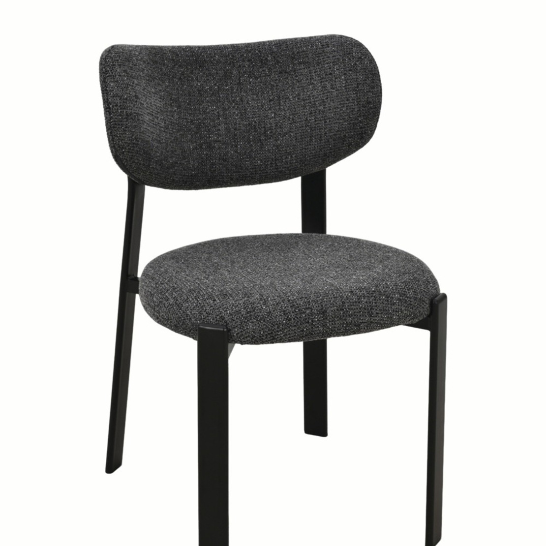 זוג כסאות לפינת אוכל מרופדים בד רחיץ דגם דורי רגל שחורה