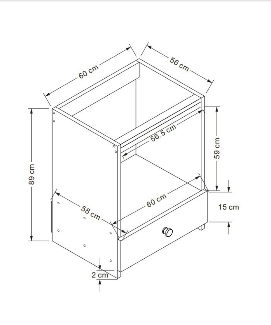 ארון שירות לתנור בילט אין וכיריים דגם בזלת לבן