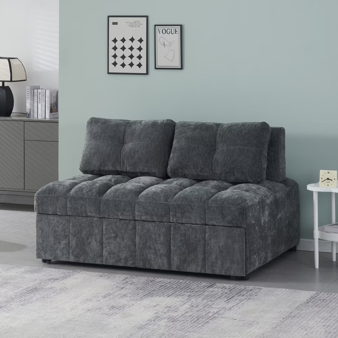 ספה נפתחת למיטה רחבה עם ראש מתכוונן דגם טקילה אפור