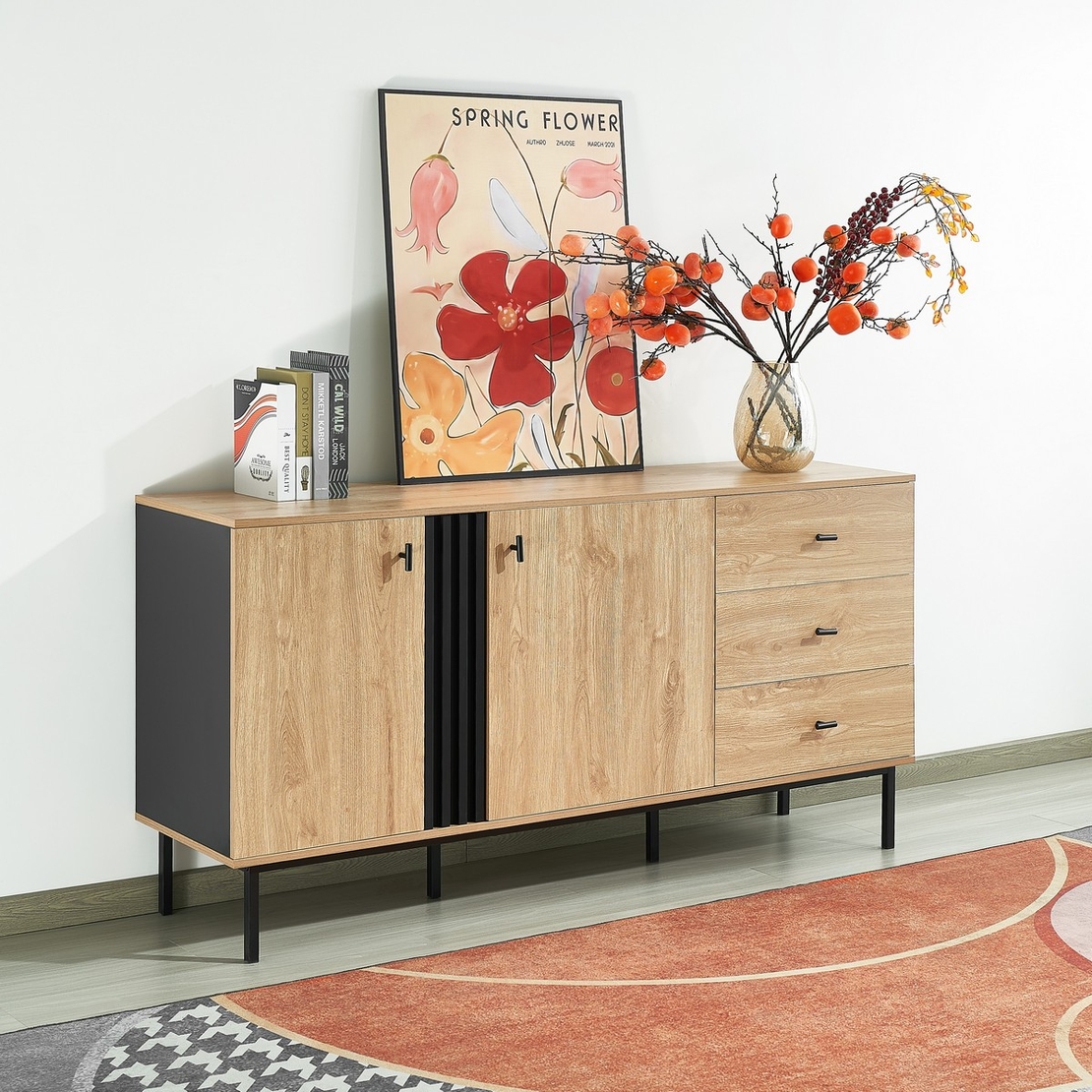 קומודה אחסון ברוחב 160 עם דלתות ומגירות דגם טורן TORREN